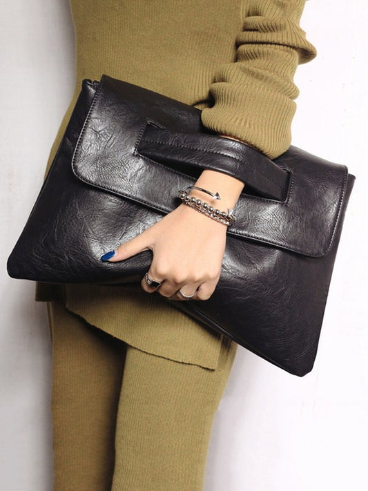 Large Capacity Commuting Magnetic Clutch Bag with Crossbody Strap